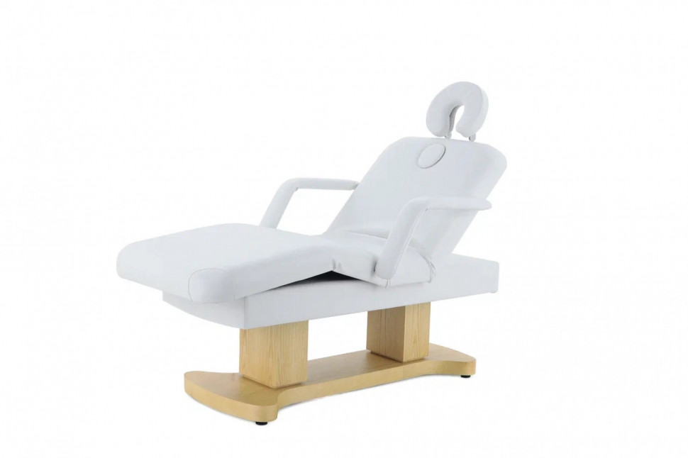 Массажный стол электрический MED-MOS ММКМ-2 (КО-156Д) белый с основанием светлое дерево (Р)