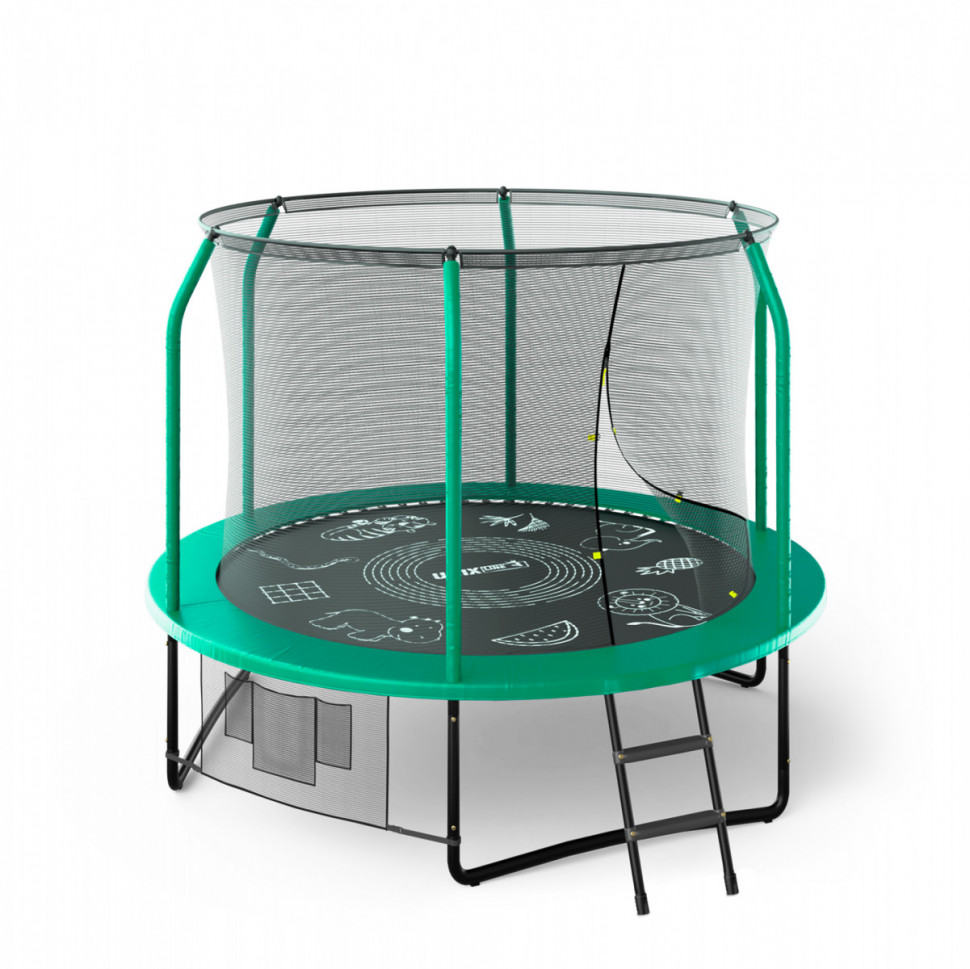 Батут Unix line Supreme Game с внутренней сеткой 8 футов - 240 см (зеленый) (TRUSUG8GR)